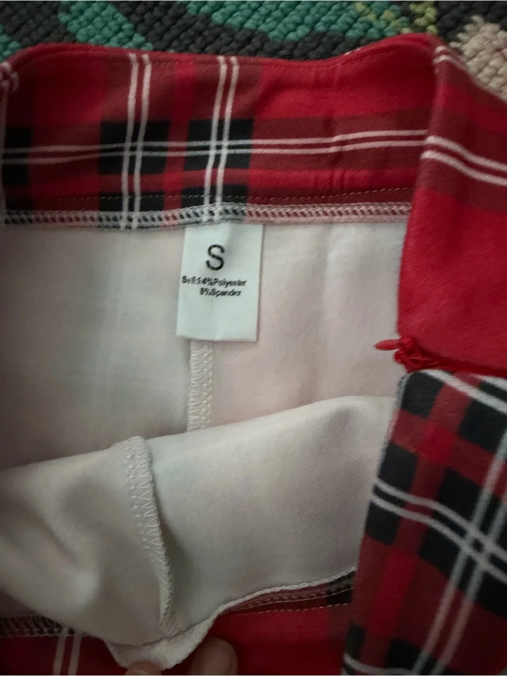 Red Plaid Mini Skirt with Gold Button Detail